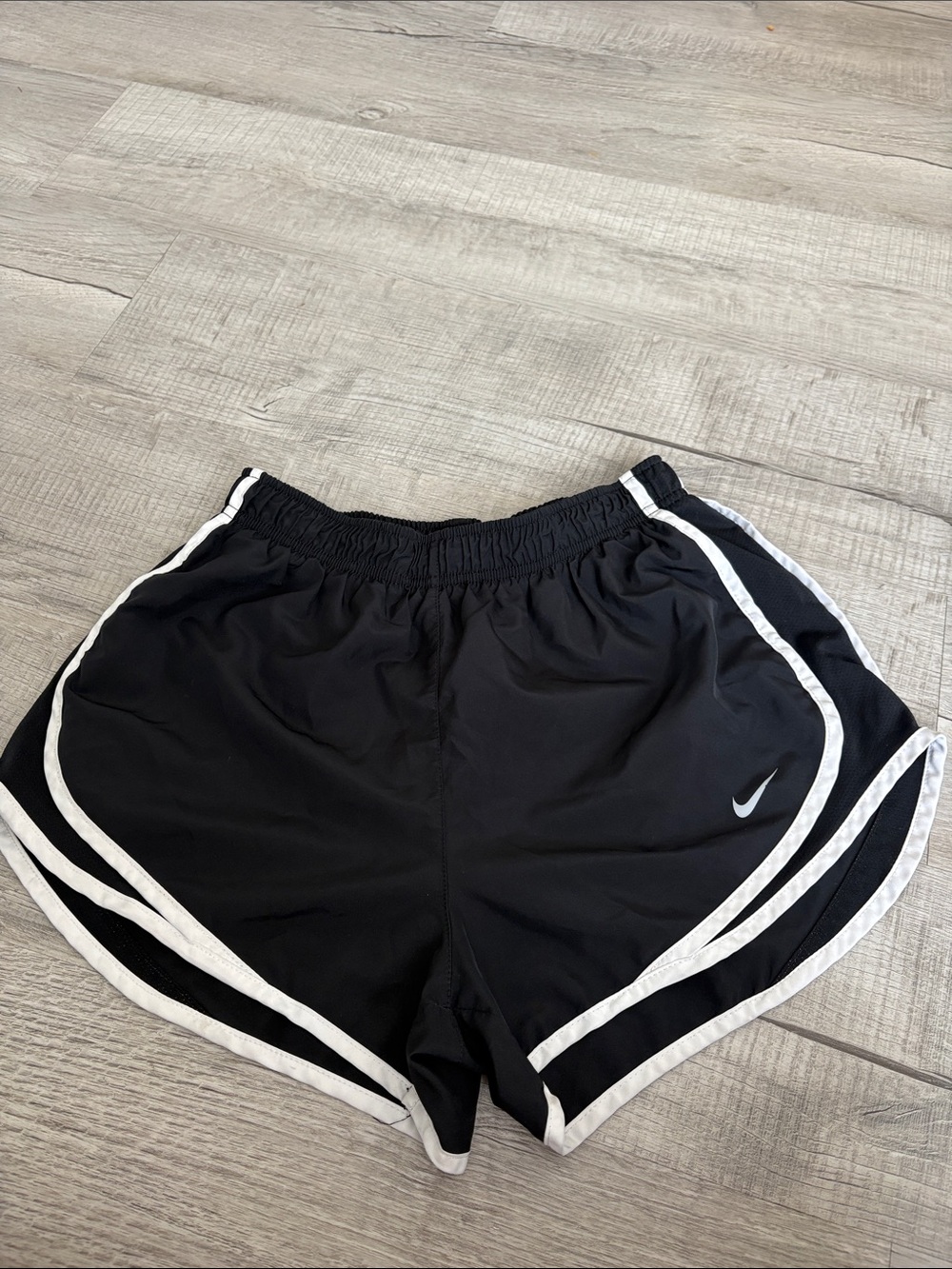Nike Women's Black Athletic Shorts with White Piping